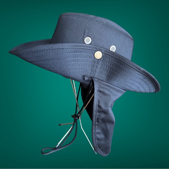 SOL Summer Shade hat with neck cover‎ flap-Black, One size, unisex NWOT - Picture 5 of 7